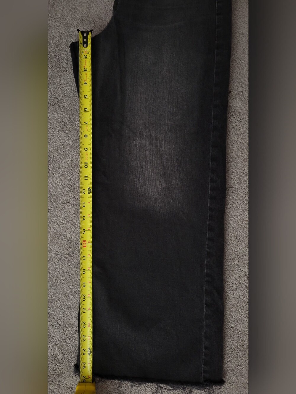 Old Navy Extra High Rise Wide Leg Jeans Frayed Raw Hem Wash Black - Picture 4 of 6